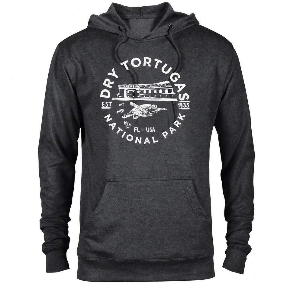 Dry Tortugas hoodie — Heather Graphite — concept mockup