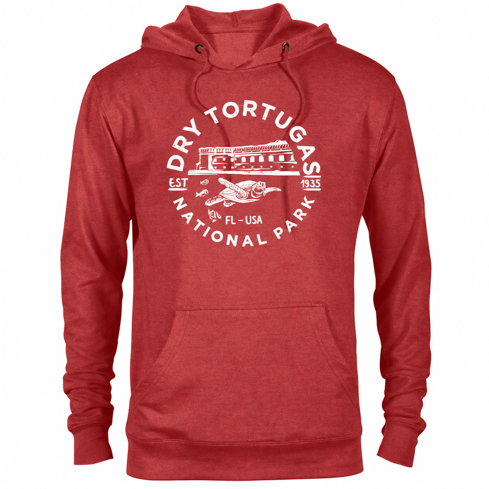 Dry Tortugas hoodie — Red Heather — concept mockup