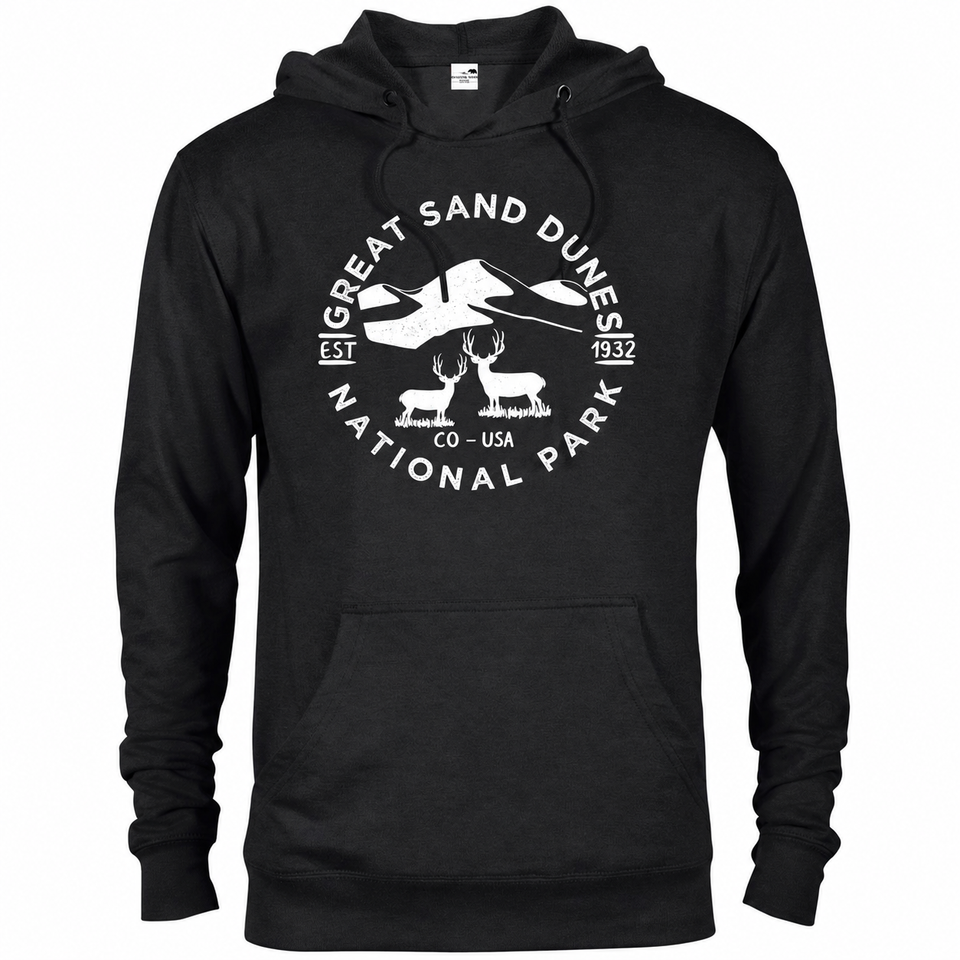 Great Sand Dunes hoodie — Black — concept mockup