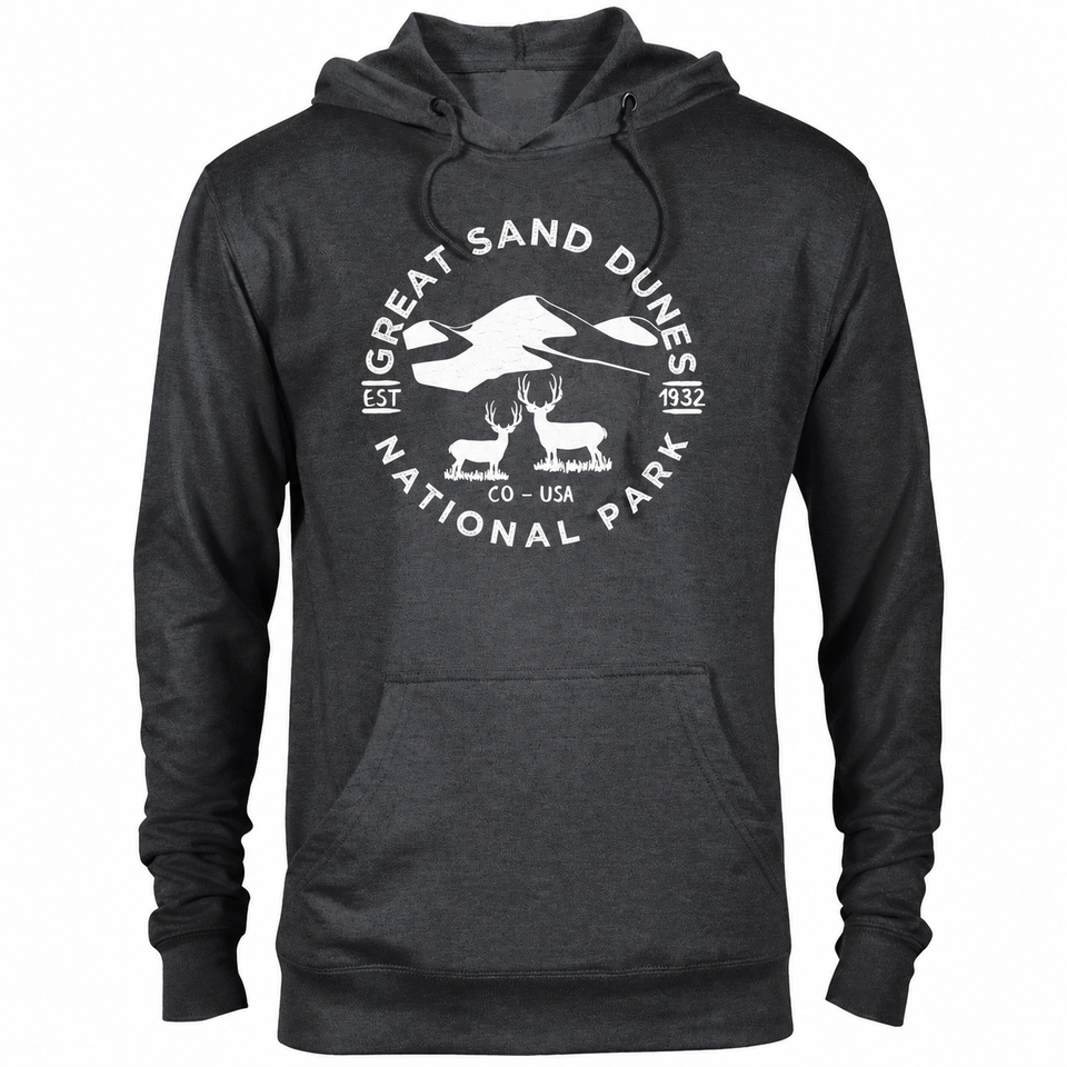 Great Sand Dunes hoodie — Heather Graphite — concept mockup