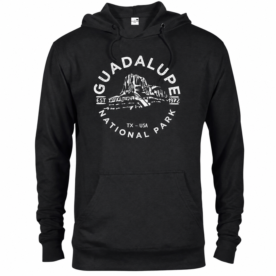 Guadalupe Mountains hoodie — Black — concept mockup