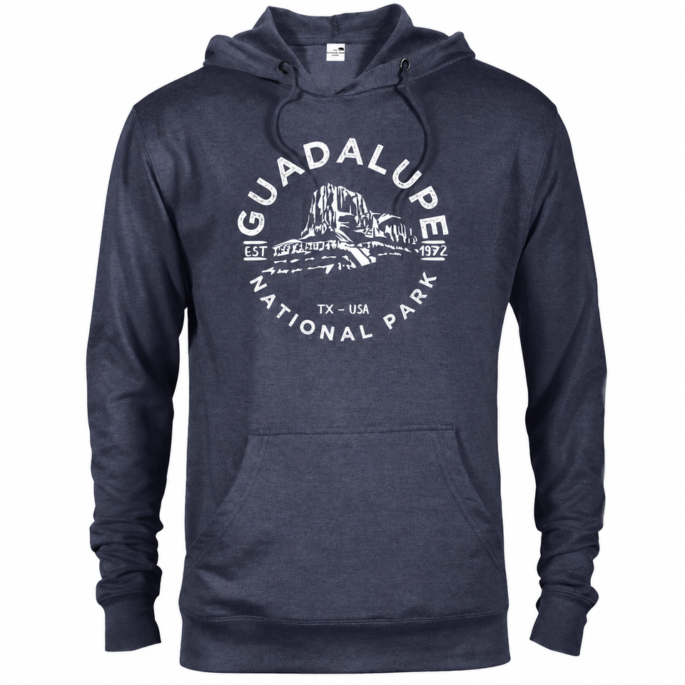 Guadalupe Mountains hoodie — Denim Heather — concept mockup