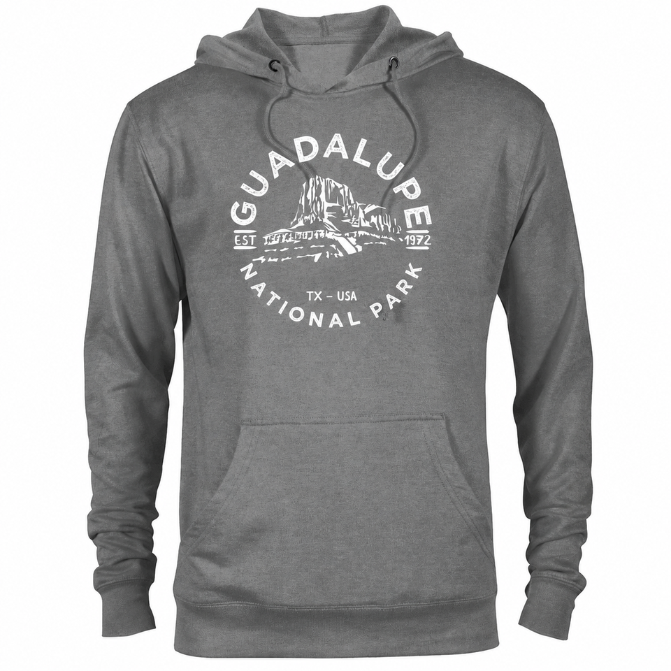 Guadalupe Mountains hoodie — Graphite Heather — concept mockup