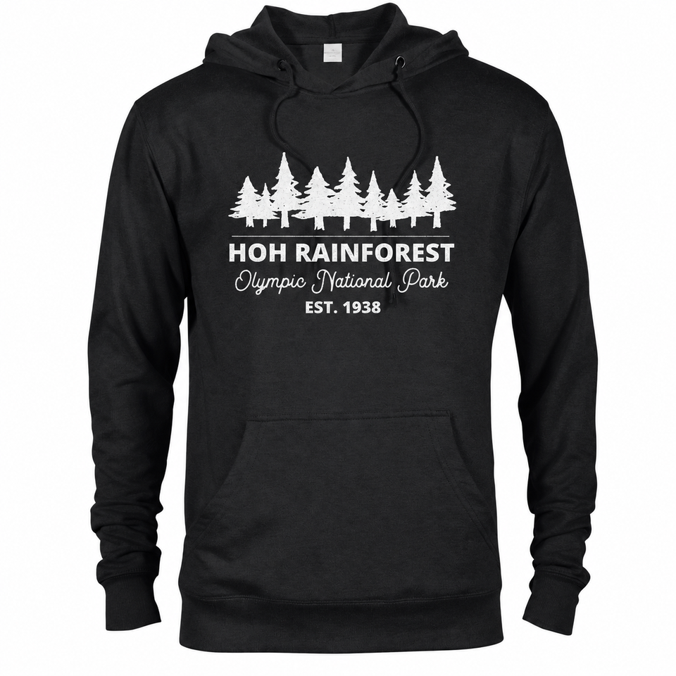 Hoh Rainforest hoodie — Black — concept mockup