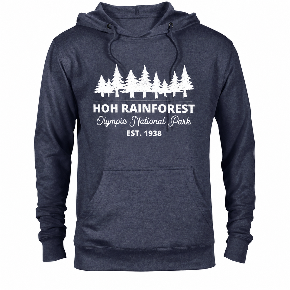 Hoh Rainforest hoodie — Denim Heather — concept mockup