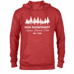 Hoh Rainforest hoodie — Red Heather — concept mockup