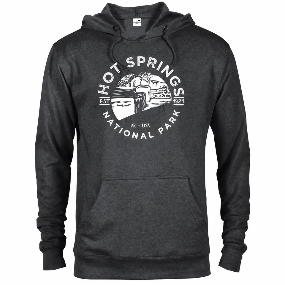 Hot Springs hoodie — Heather Graphite — concept mockup