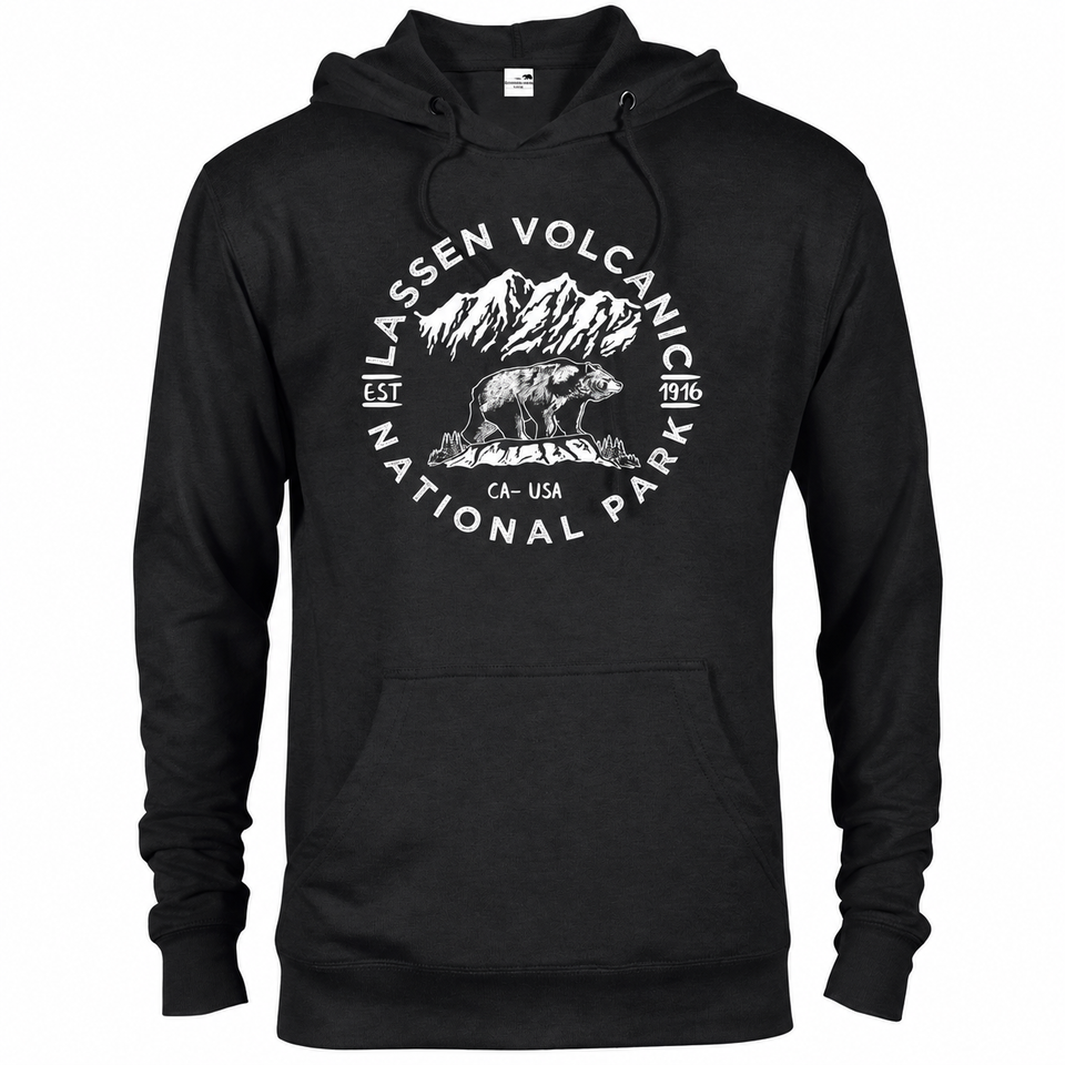 Lassen Volcanic hoodie — Black — concept mockup