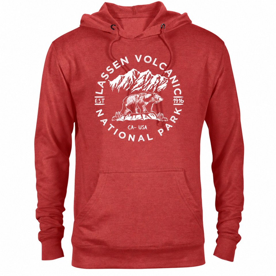 Lassen Volcanic hoodie — Red Heather — concept mockup