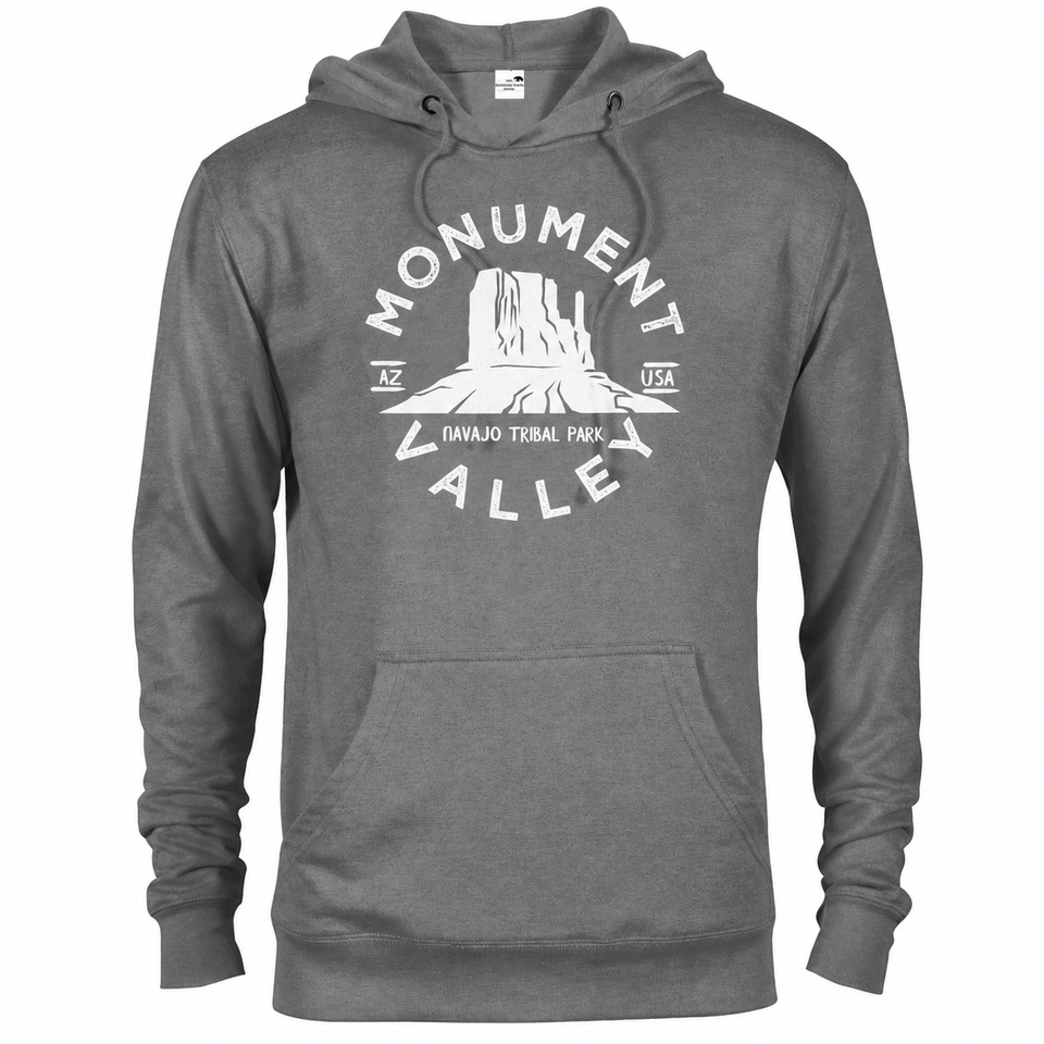 Monument Valley hoodie — Graphite Heather — concept mockup
