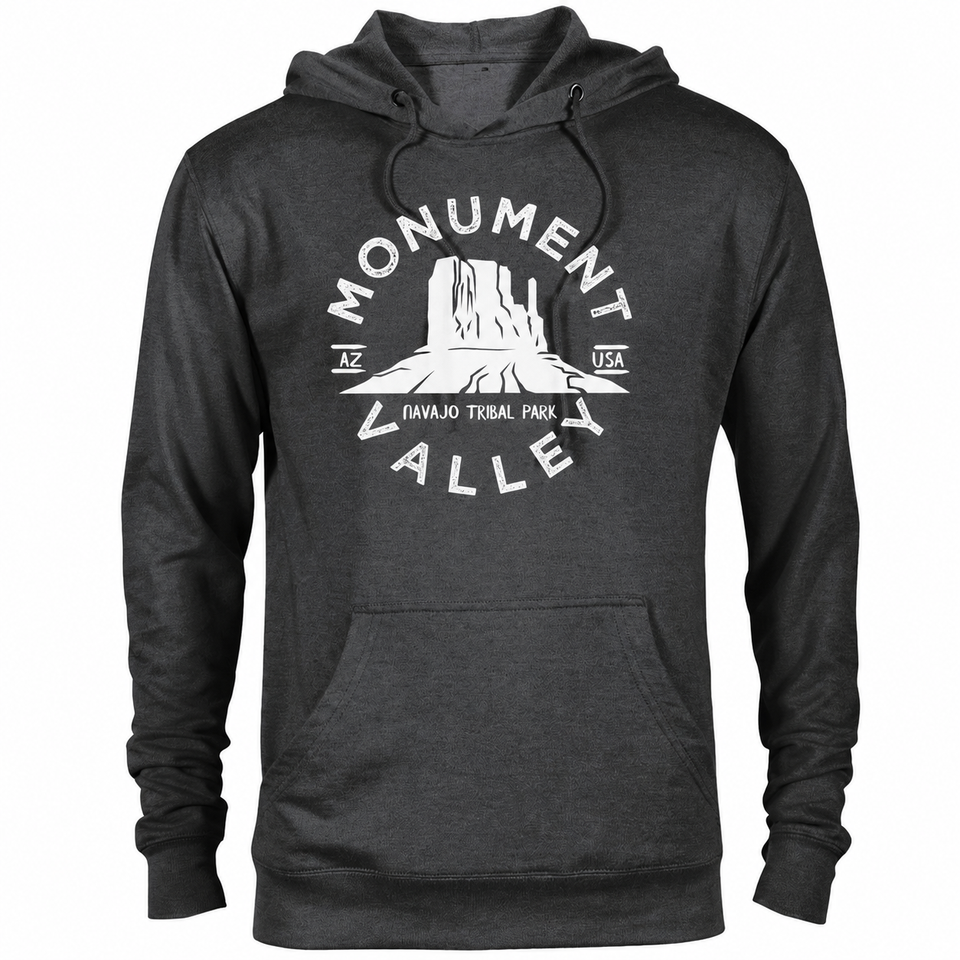 Monument Valley hoodie — Heather Graphite — concept mockup