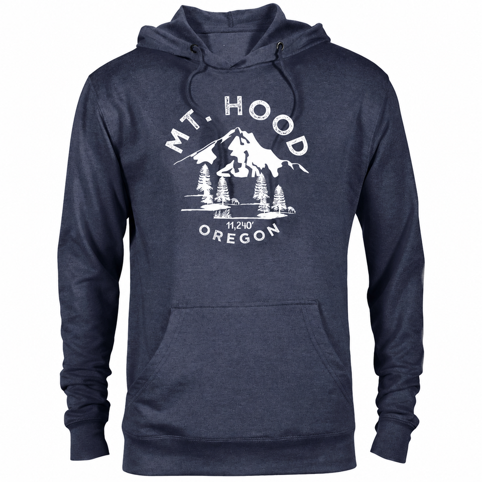Mount Hood hoodie — Denim Heather — concept mockup
