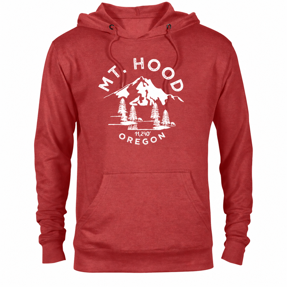 Mount Hood hoodie — Red Heather — concept mockup