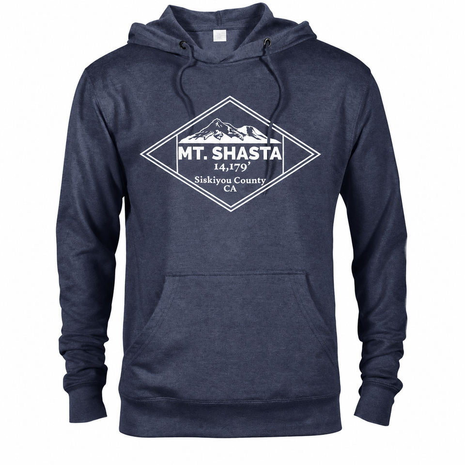 Mount Shasta hoodie — Denim Heather — concept mockup