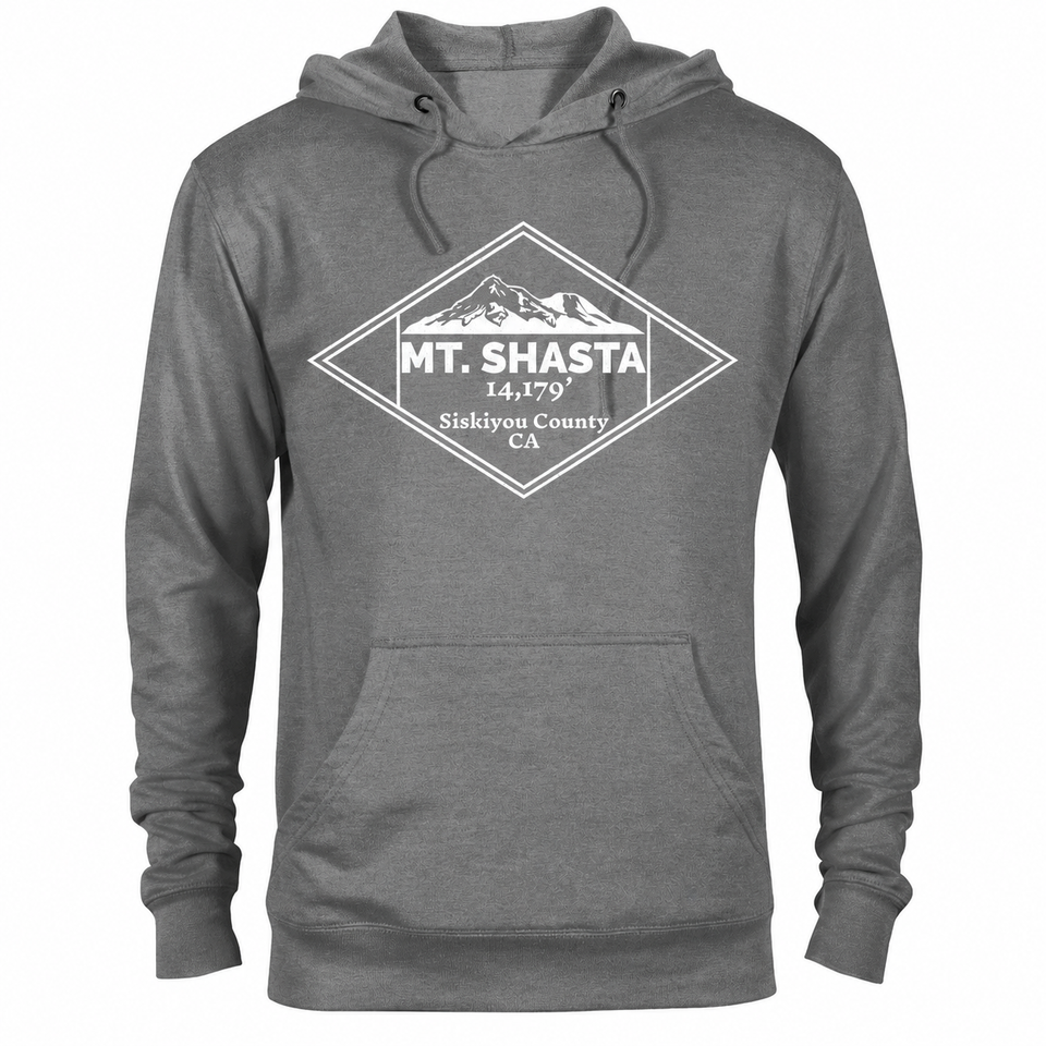Mount Shasta hoodie — Graphite Heather — concept mockup