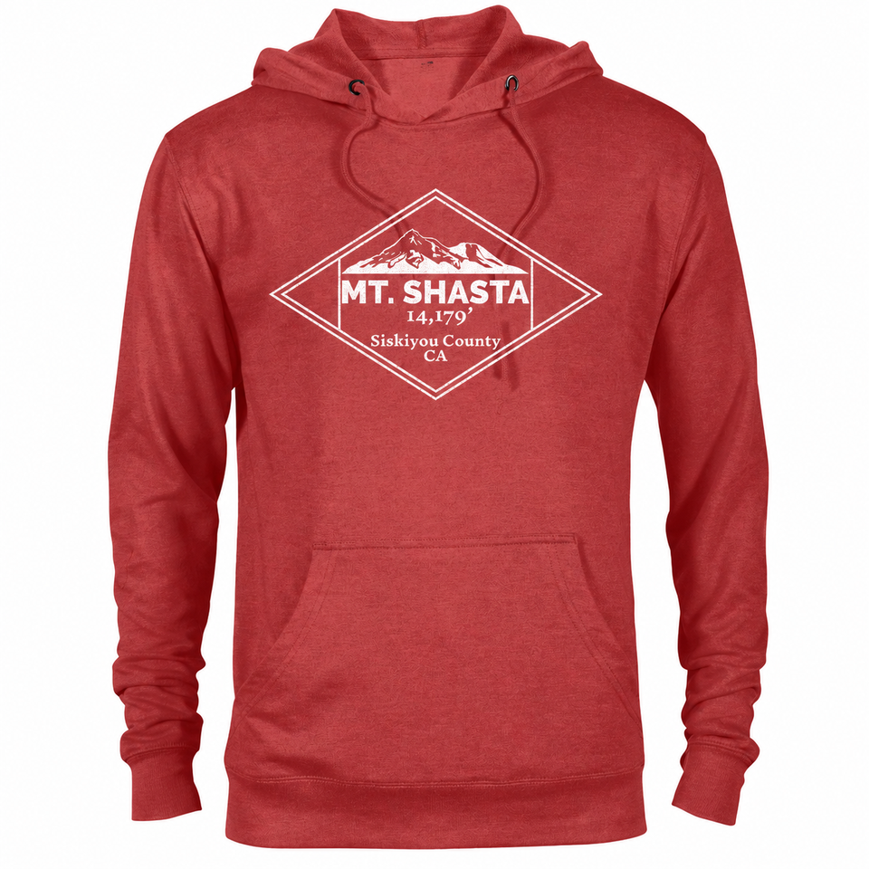 Mount Shasta hoodie — Red Heather — concept mockup