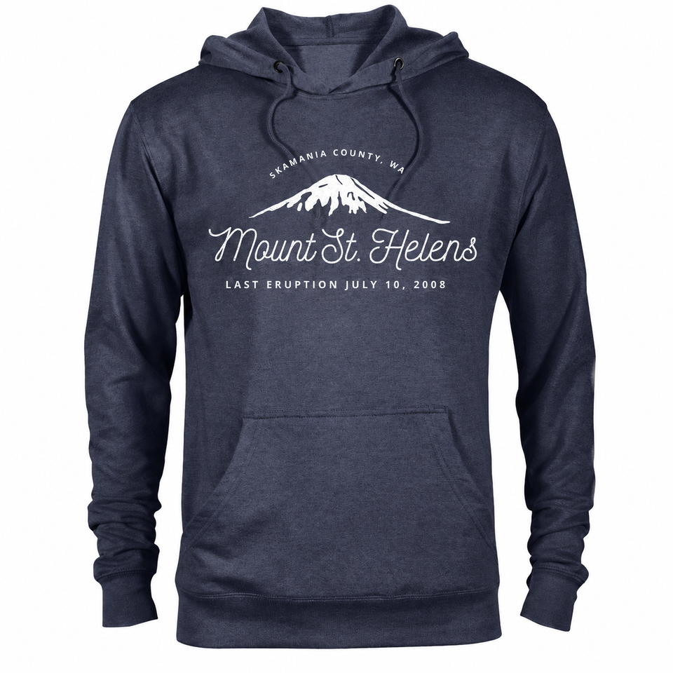 Mount St Helens hoodie — Denim Heather — concept mockup