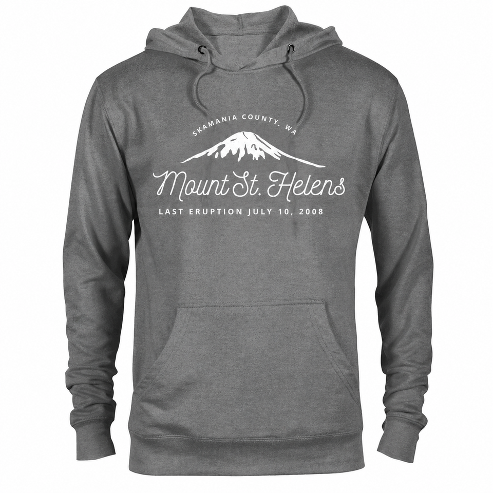 Mount St Helens hoodie — Graphite Heather — concept mockup