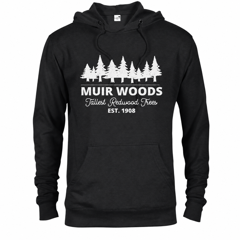 Muir Woods hoodie — Black — concept mockup