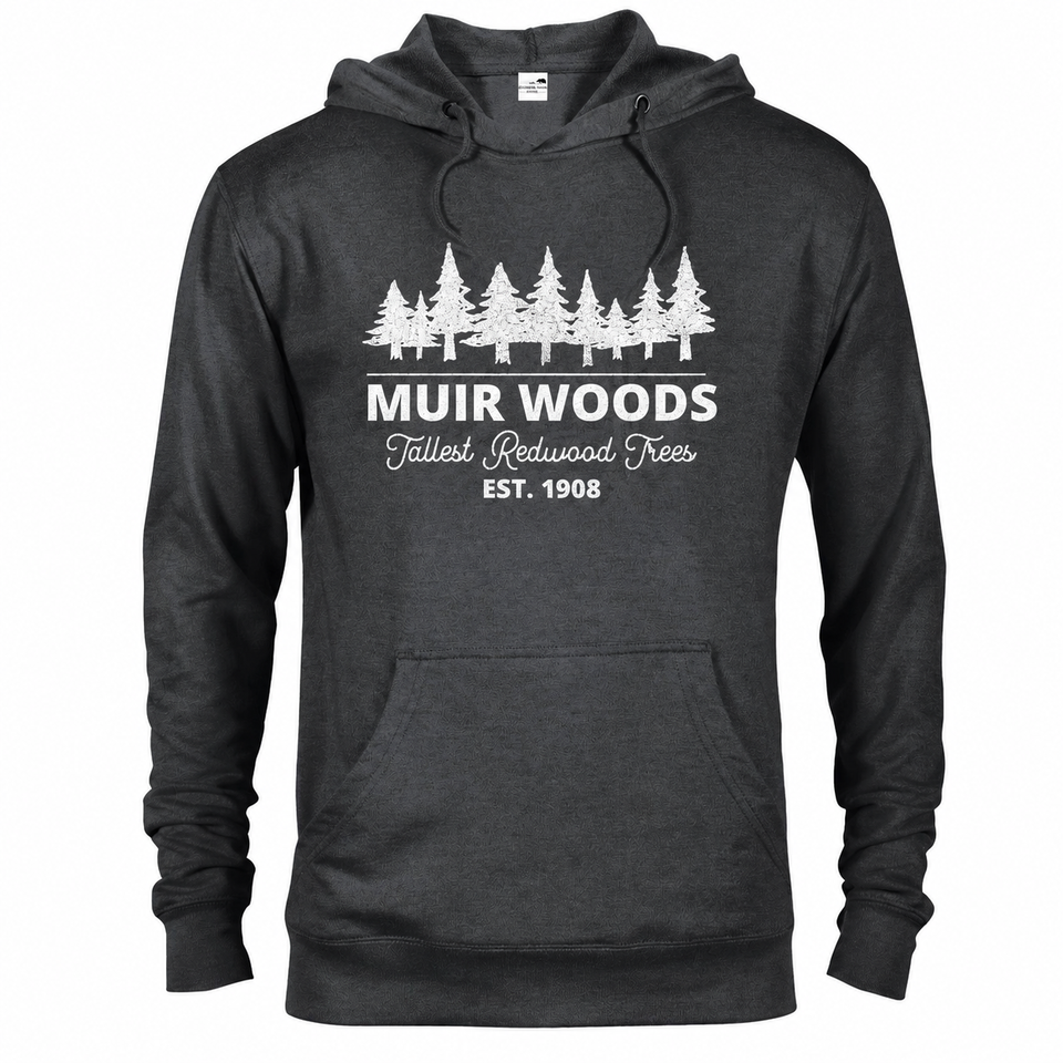 Muir Woods hoodie — Heather Graphite — concept mockup