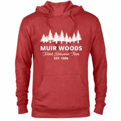 Muir Woods hoodie — Red Heather — concept mockup