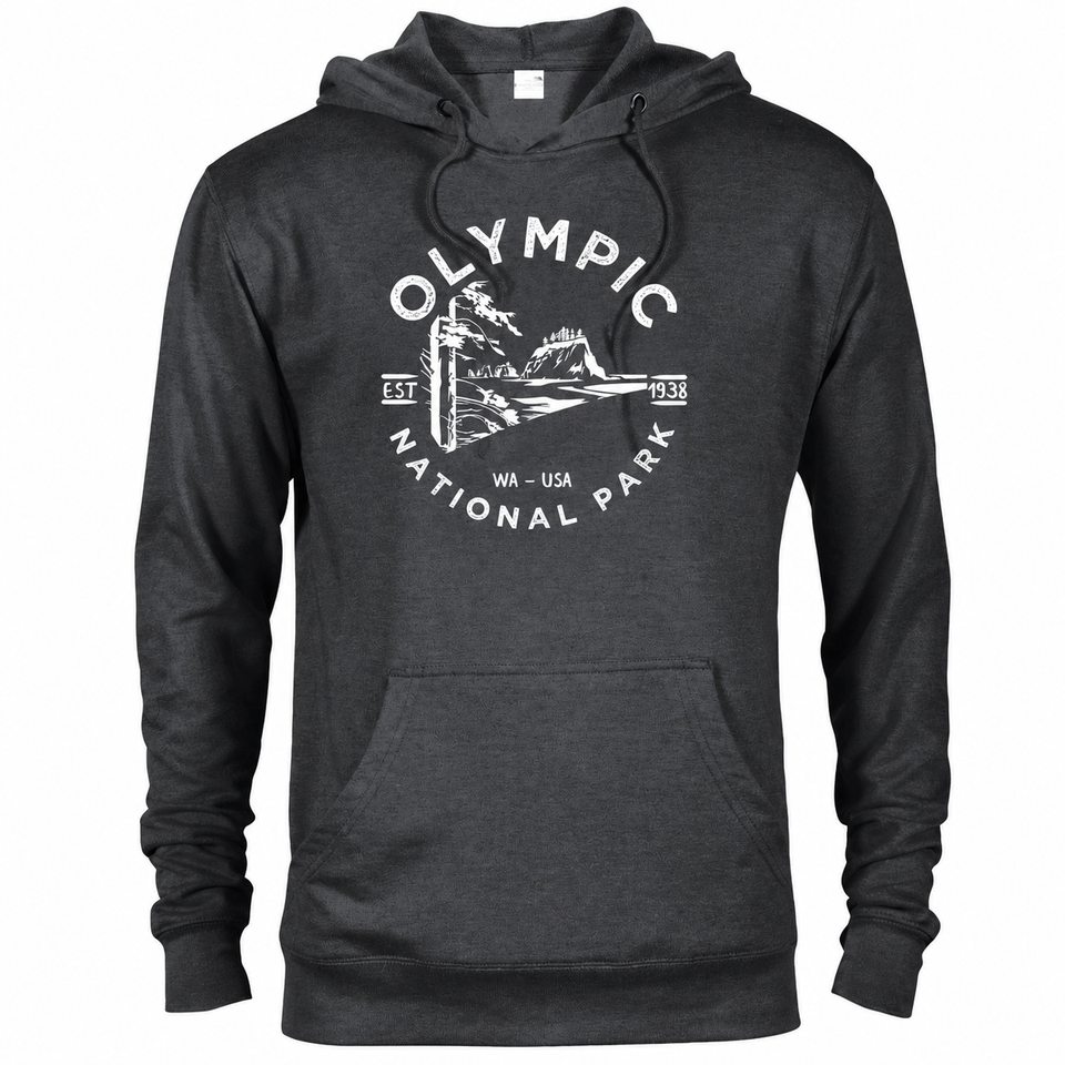 Olympic hoodie — Heather Graphite — concept mockup
