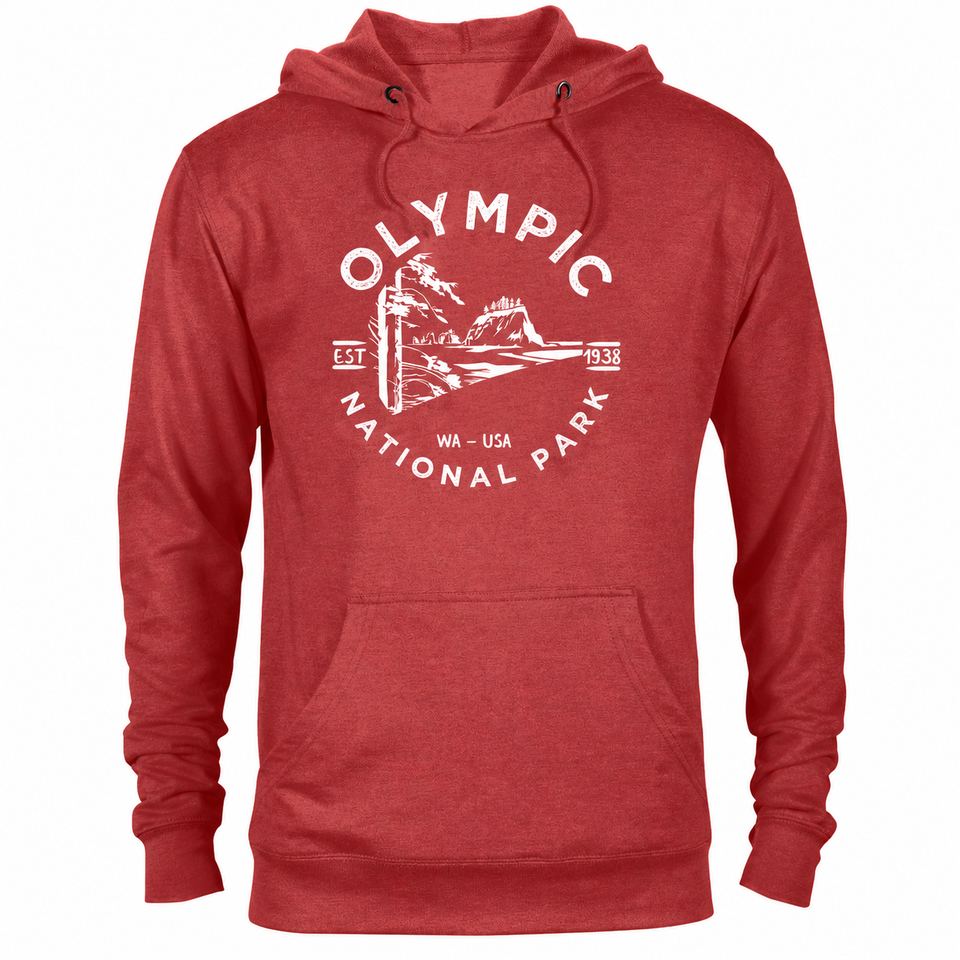 Olympic hoodie — Red Heather — concept mockup