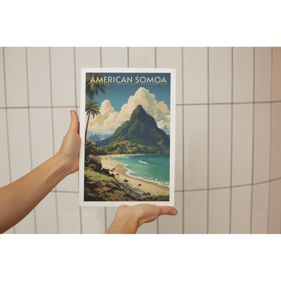American Samoa National Park Poster – Green Peak & Tropical Shore