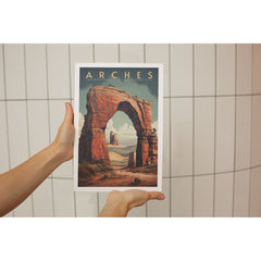 Arches National Park Poster – Rock Arch & Distant Desert Spires