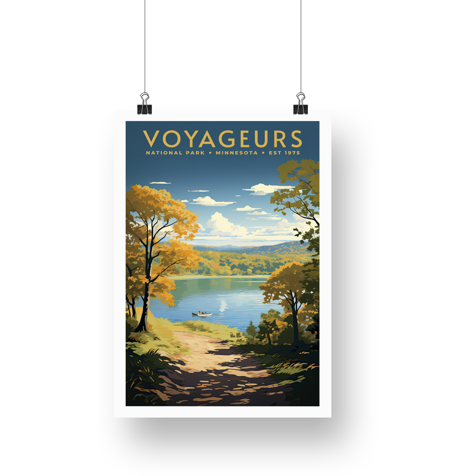 Voyageurs National Park Poster – Autumn Lake & Golden Shore