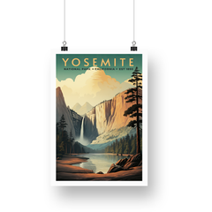 Yosemite National Park Poster – Waterfall & Granite Valley