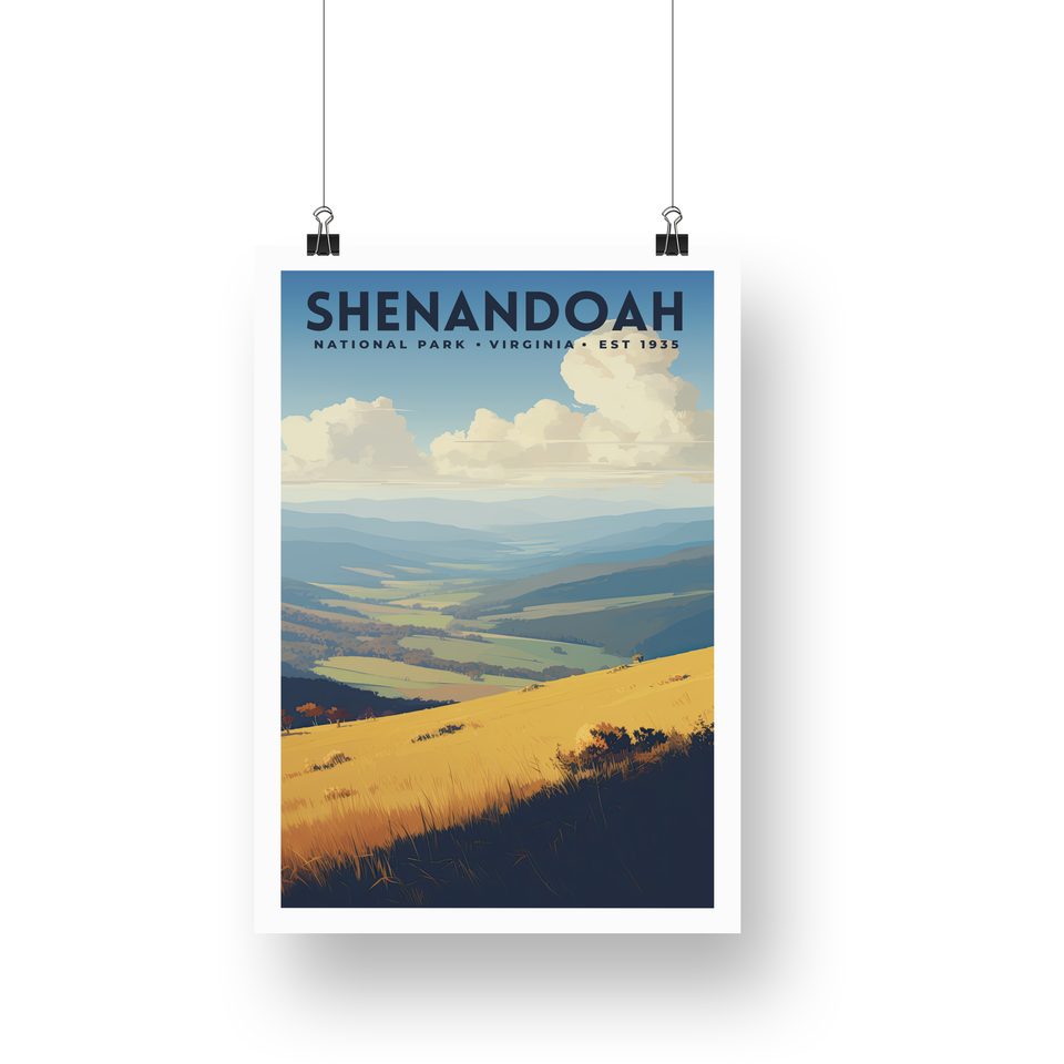Shenandoah National Park Poster – Layered Valley & Golden Hills