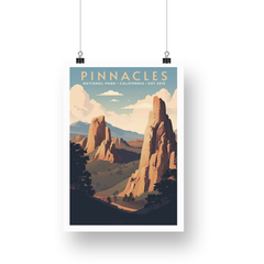 Pinnacles National Park Poster – Tall Rock Spires & Desert Valley