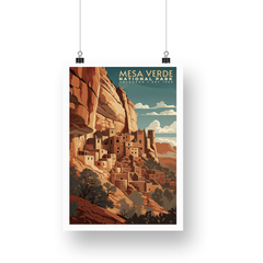 Mesa Verde National Park Poster – Cliffside Village & Golden Canyon