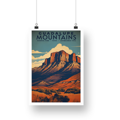 Guadalupe Mountains National Park Poster – Red Mesa & Desert Grasses