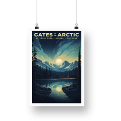 Gates of the Arctic National Park Poster – Moonlit Mountain Lake