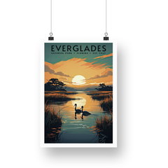 Everglades National Park Poster – Wading Bird & Marsh Sunset