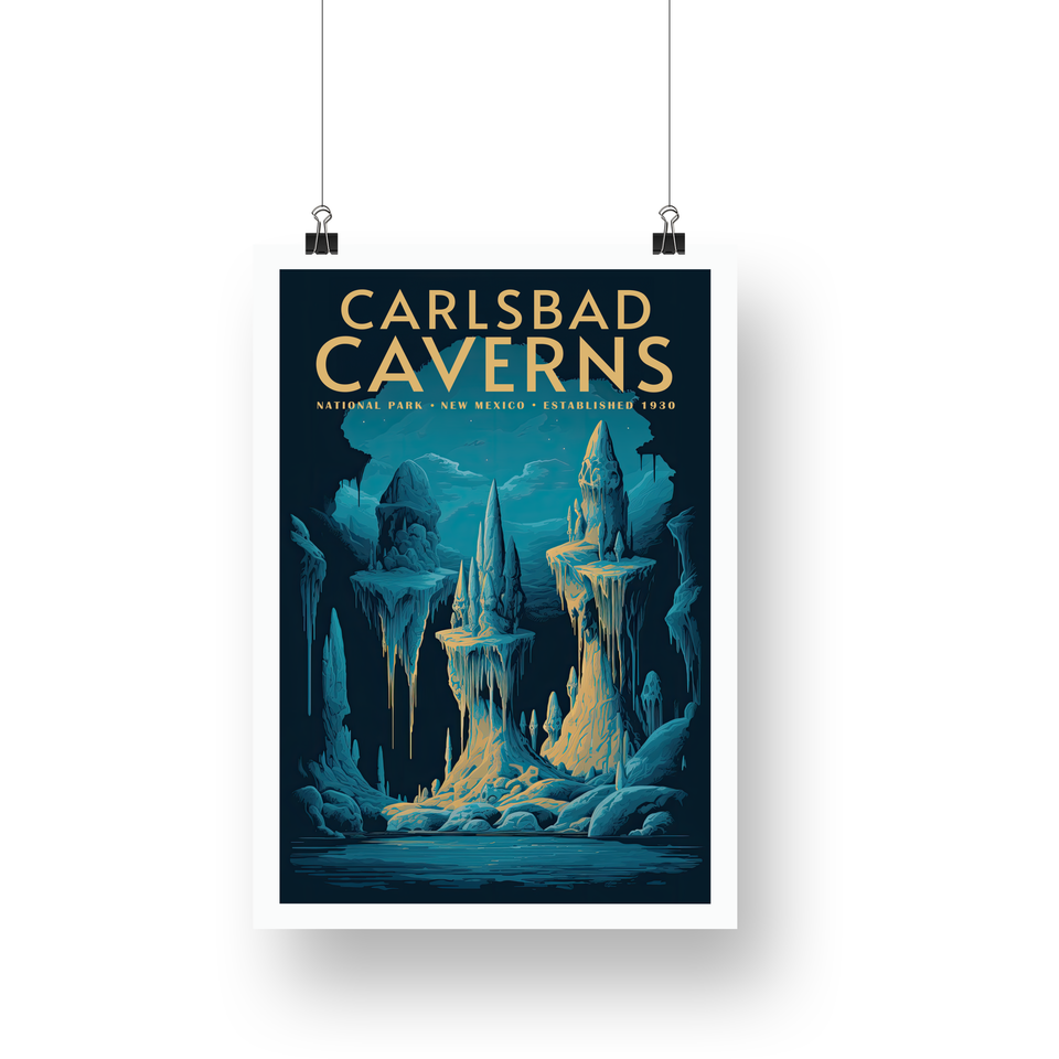 Carlsbad Caverns National Park Poster – Blue Cave & Hanging Formations
