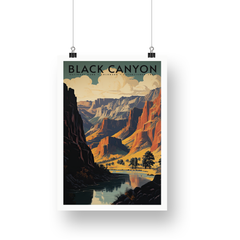 Black Canyon National Park Poster – Golden Gorge & Dark Cliffs