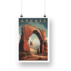 Arches National Park Poster – Rock Arch & Distant Desert Spires