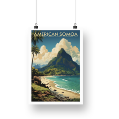 American Samoa National Park Poster – Green Peak & Tropical Shore