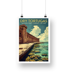 Dry Tortugas National Park Poster – Brick Fort & Coastal Path