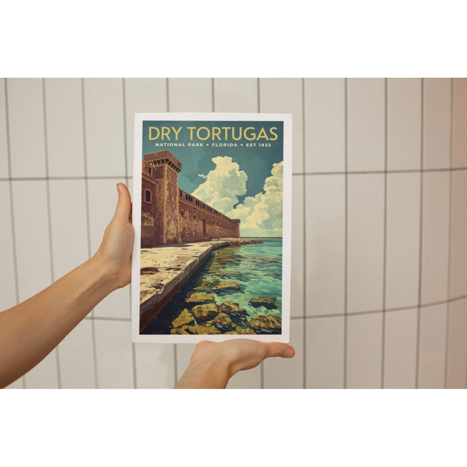 Dry Tortugas National Park Poster – Brick Fort & Coastal Path