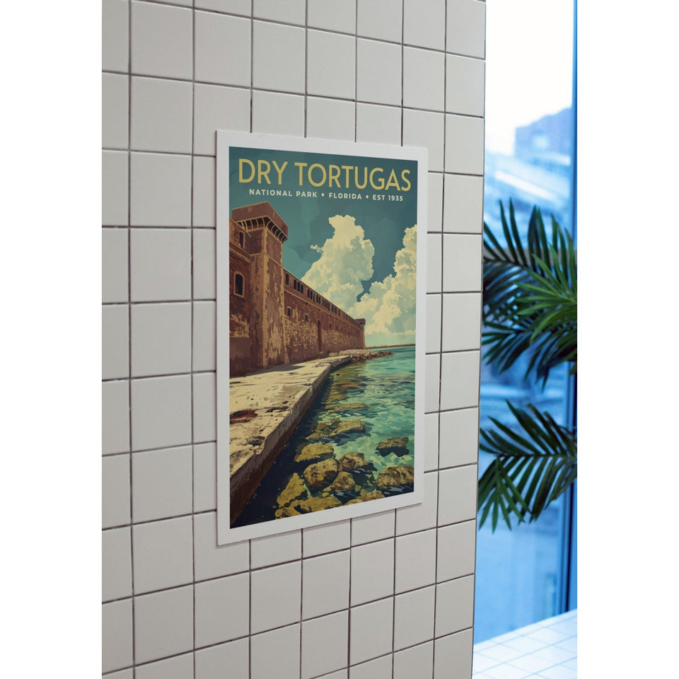 Dry Tortugas National Park Poster – Brick Fort & Coastal Path