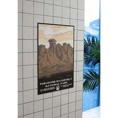 Theodore Roosevelt National Park Poster – Rocky Ridge & Pale Sky – Ranger Header