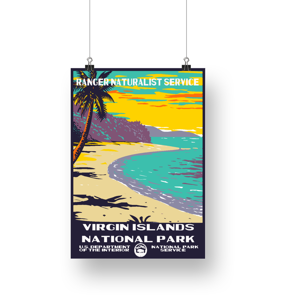 Virgin Islands National Park Poster – Turquoise Cove & Palm Beach – Ranger Header
