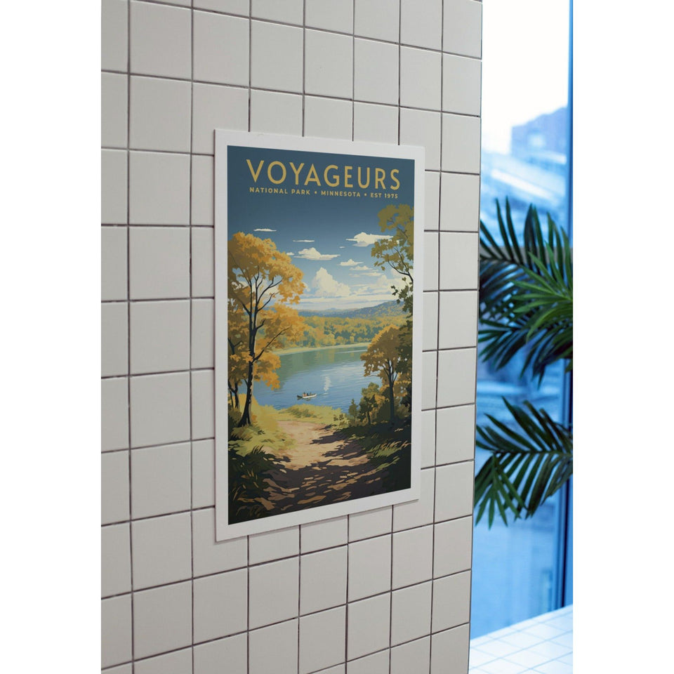 Voyageurs National Park Poster – Autumn Lake & Golden Shore