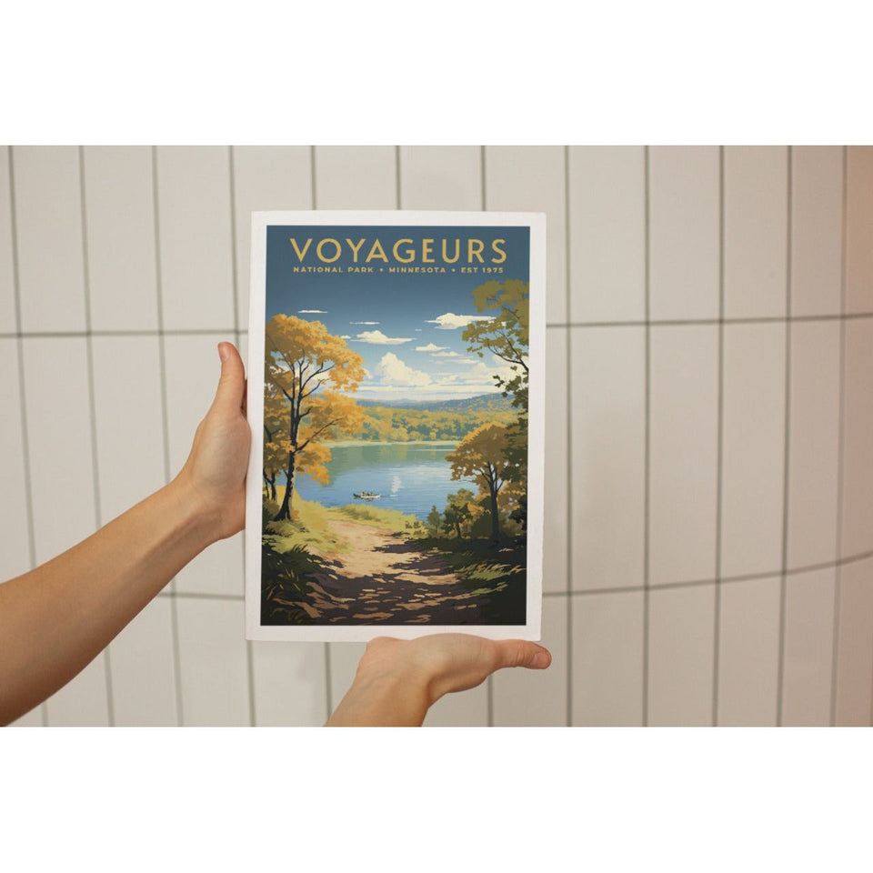 Voyageurs National Park Poster – Autumn Lake & Golden Shore