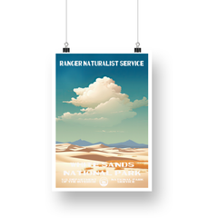 White Sands National Park Poster – White Dunes & Billowing Clouds – Ranger Header
