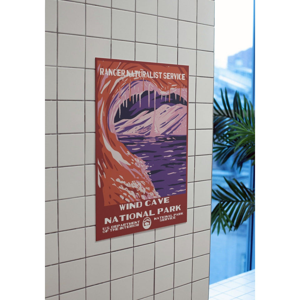 Wind Cave National Park Poster – Purple Cave Pool & Stone Arch – Ranger Header